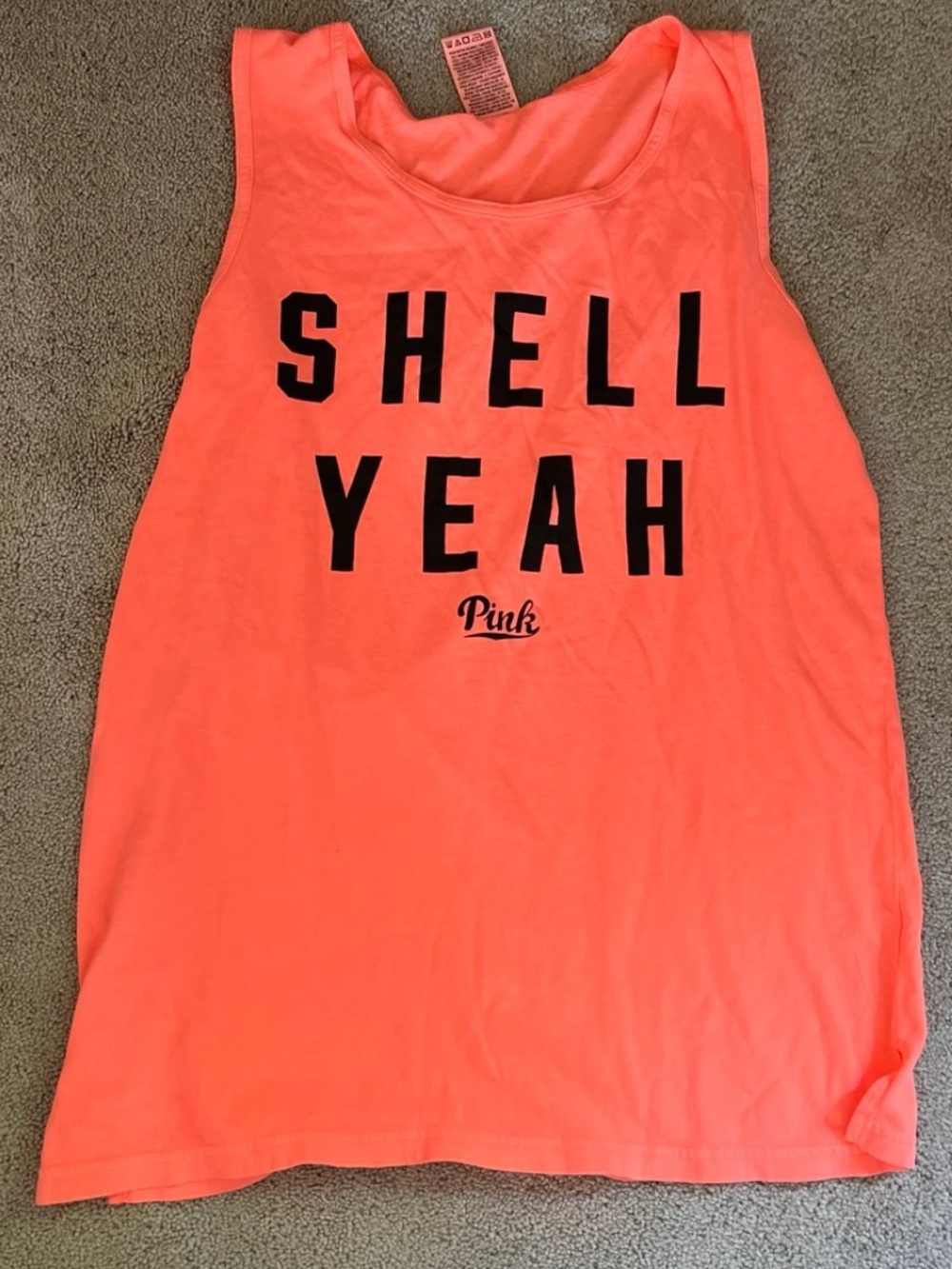 Pink by vs tank top SHELL YEAH Sz sm rare new 2015 collection bright coral